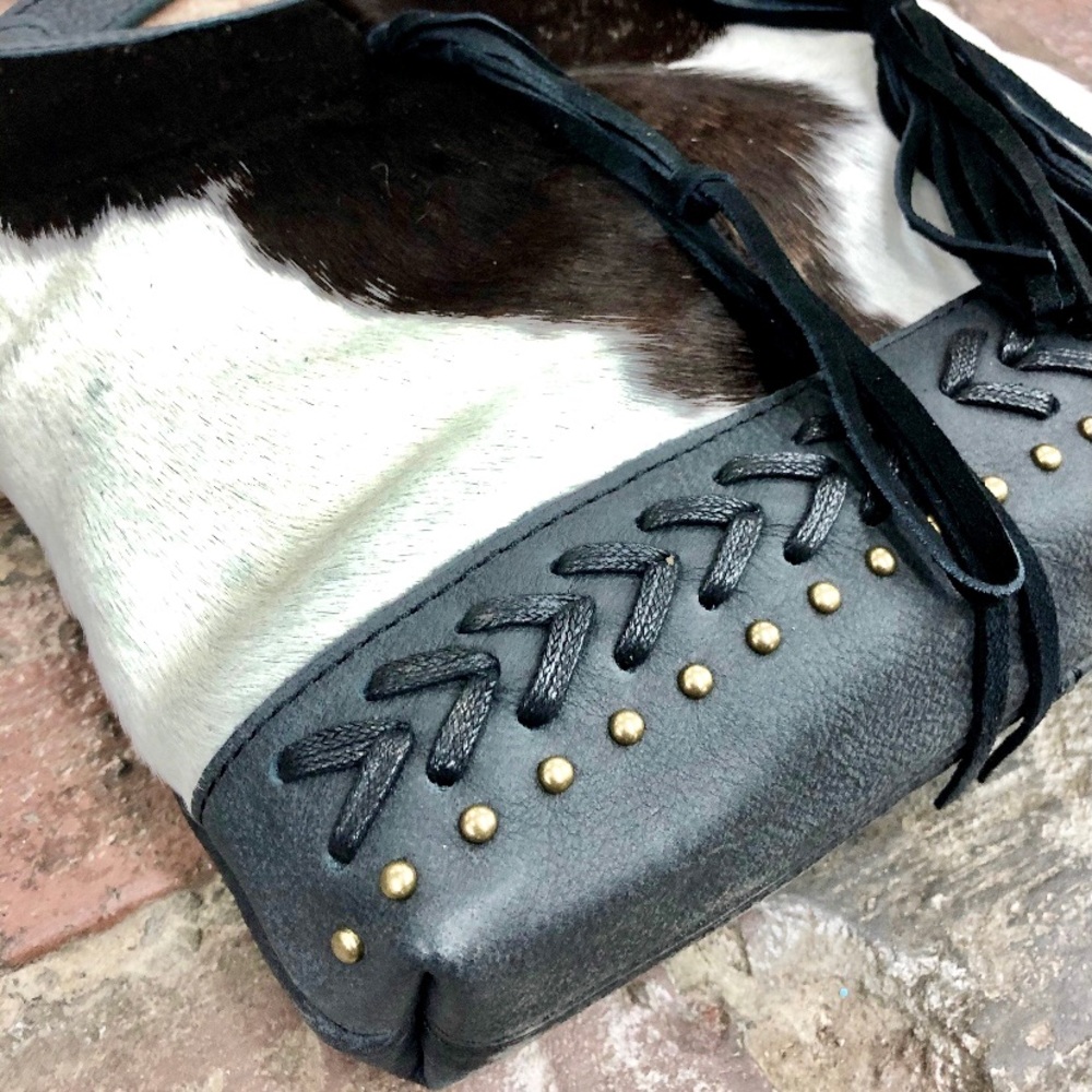 Genuine Leather Black&White Cowhide shoulder Bag - Picture 6 of 14